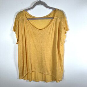 Eileen Fisher 100% Linen Top Womens XL Orange Boxy Oversized Sleeveless Tee Boho